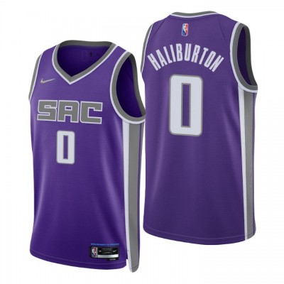 Nike Sacramento Kings #0 Tyrese Haliburton Purple Men's 2021-22 NBA 75th Anniversary Diamond Swingman Jersey - Icon Edition Men's